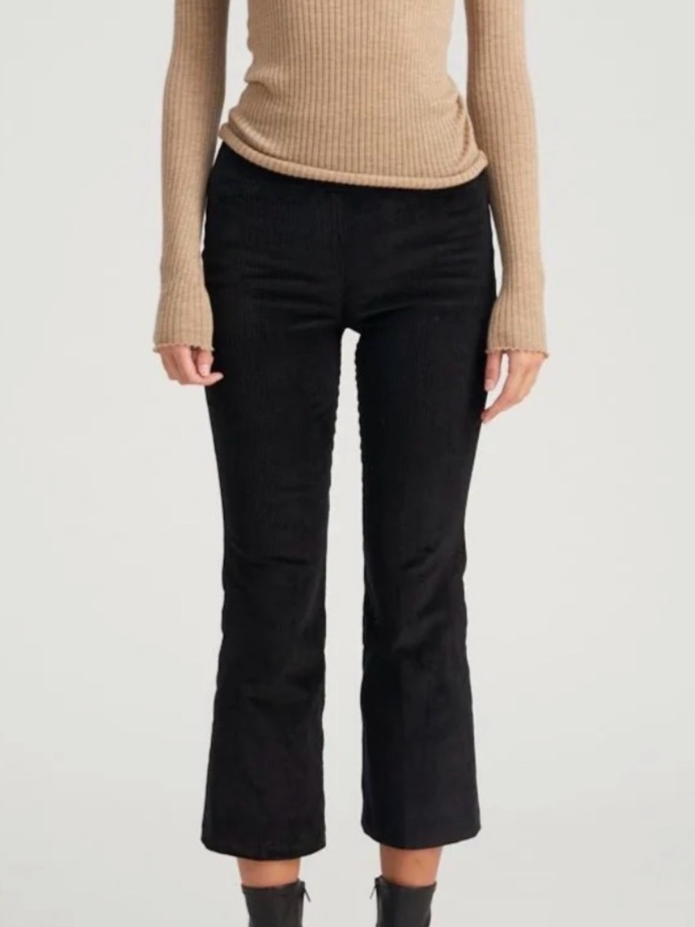SPRWMN Navy Cropped Flare Corduroy Pants